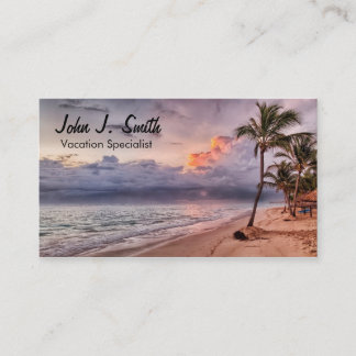 Ocean Waves Sandy Beach Sunset Business Card