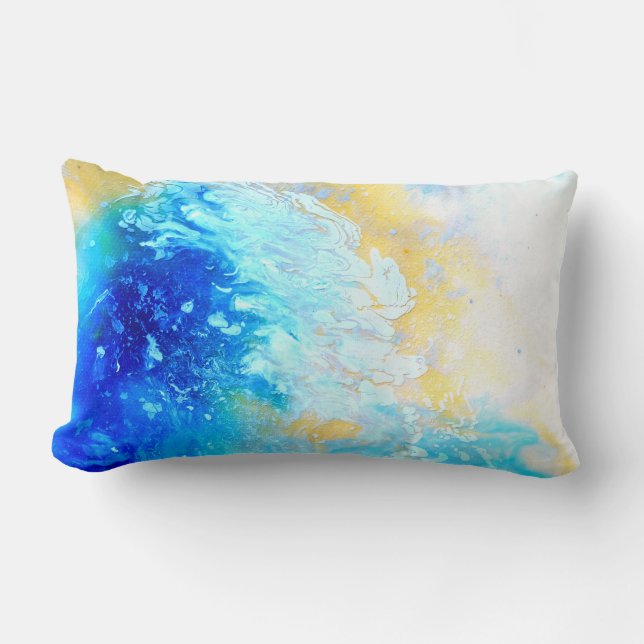 Ocean waves, sea foam, abstract ocean painting  lumbar pillow (Front)