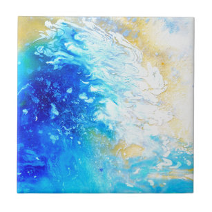 Ocean waves, sea foam, abstract ocean painting  tile