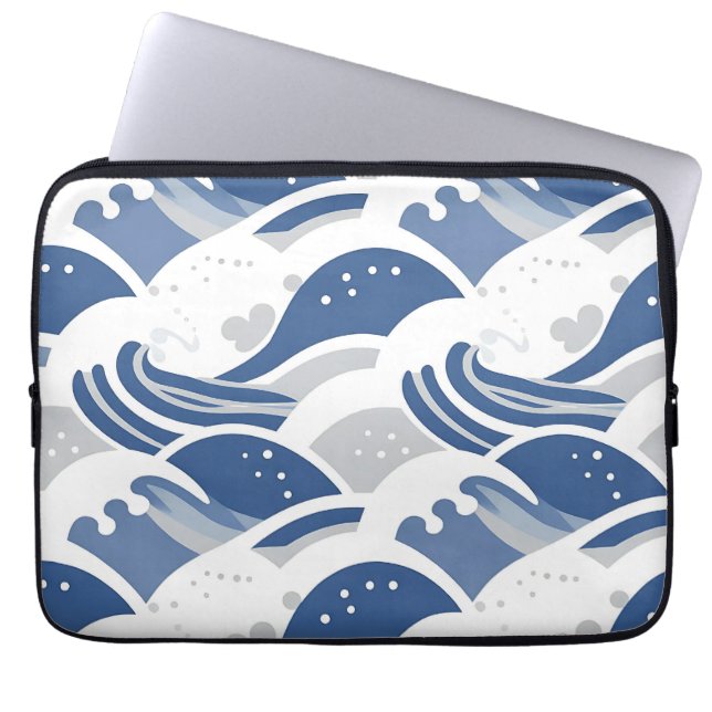 Ocean Waves Seamless Pattern Laptop Sleeve (Front)