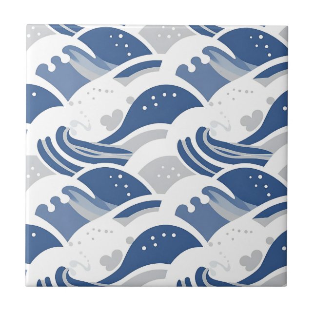 Ocean Waves Seamless Pattern Tile (Front)