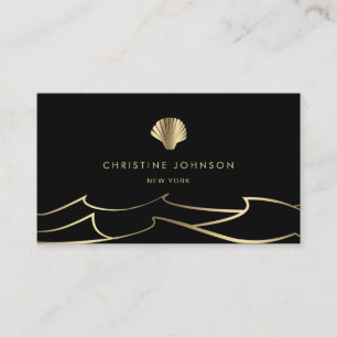 ocean waves seashell business card