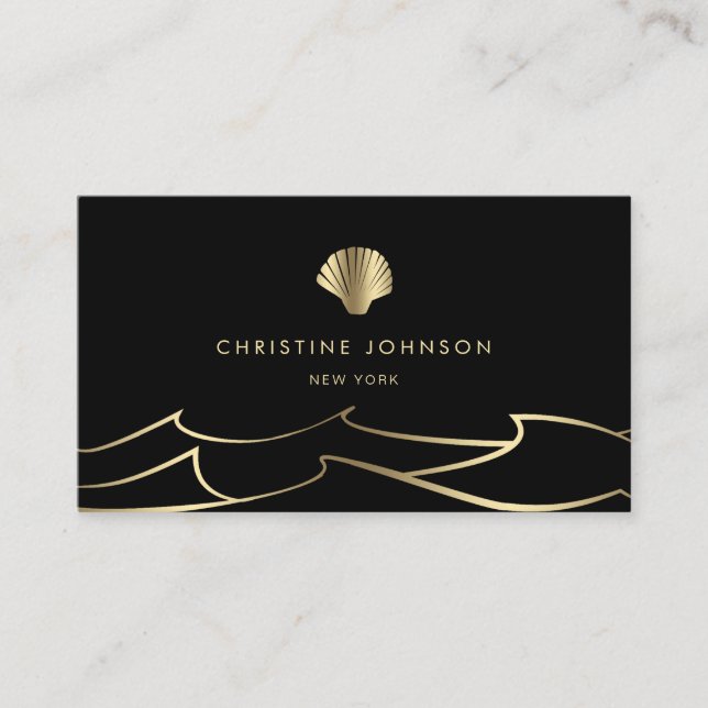 ocean waves seashell business card (Front)
