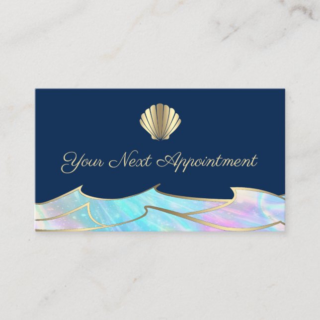 ocean waves seashell logo appointment card (Front)