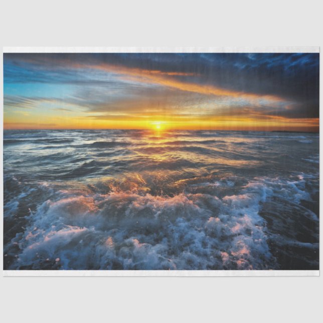 Ocean Waves Sunset 20x30  Decoupage Tissue Paper (Front)
