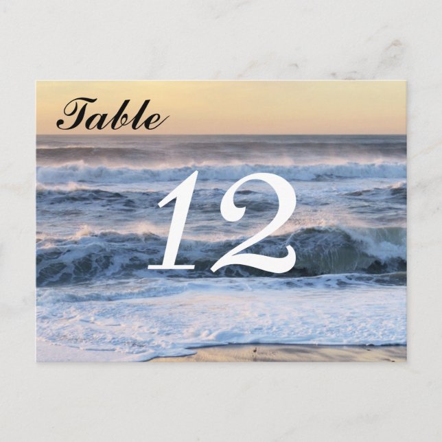 Ocean waves Table Number Card (Front)