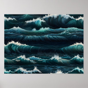 Ocean Waves Tapestry Poster