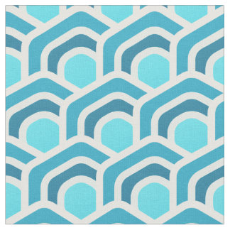 Ocean Waves - Turquoise Geometric Hexagon Pattern Fabric