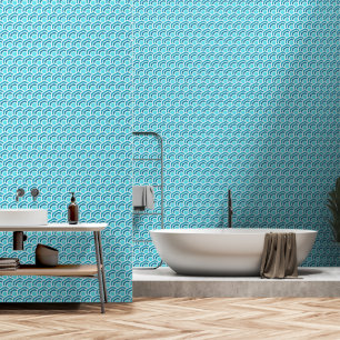 Ocean Waves - Turquoise Geometric Hexagon Pattern Wallpaper