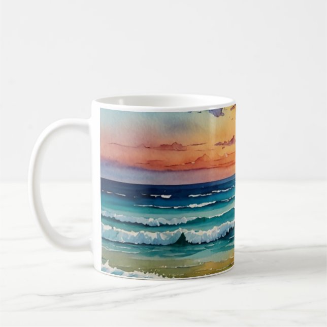 Ocean waves water color mug wrap designs (Left)