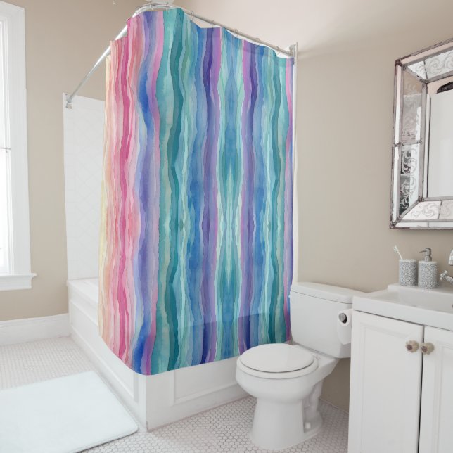 Ocean Waves Watercolour Rainbow Inspired Stripe (In Situ)