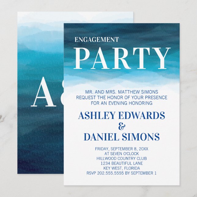 Ocean Waves Wedding Engagement Party Invitation (Front/Back)