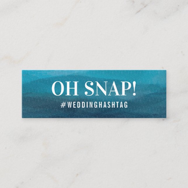 Ocean Waves Wedding Hashtag Mini Enclosure Card (Front)