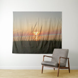 Ocean Weeds Blowing in the Wind Sunset Tapestry
