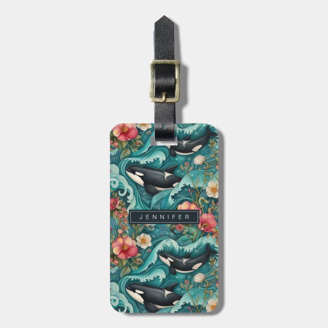 Ocean Whale Luggage Tags (Front Vertical)