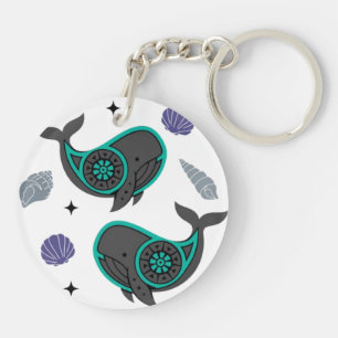 Ocean Whale & Seashell Porte - clé acrylique - Cal