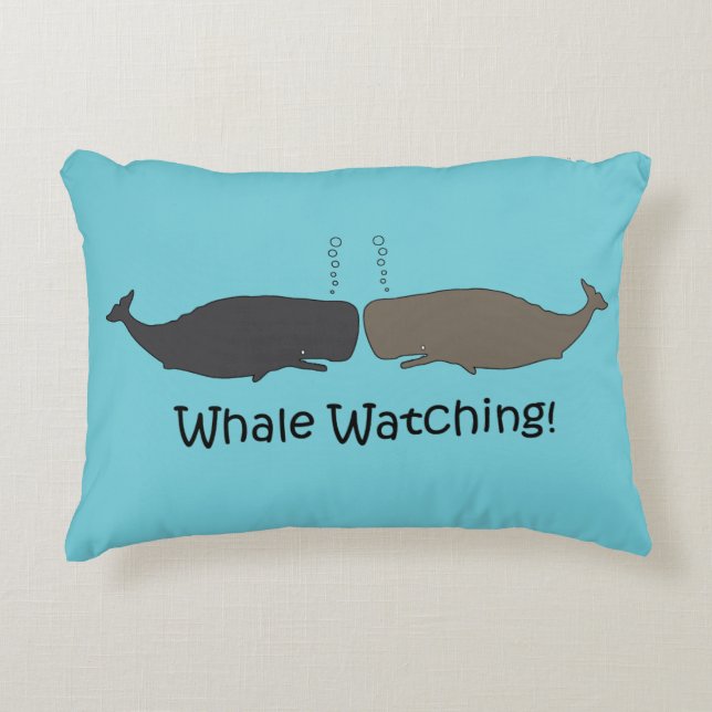 Ocean Whale Watching and Blue Stripes Accent Pillow (Front)