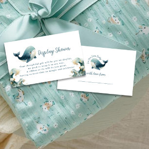 Ocean Whale White Gift Tag Display Baby Shower Enclosure Card