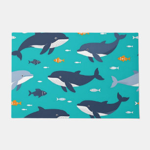 Ocean Whales Dolphins Pattern Doormat