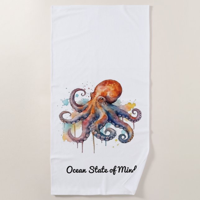 Ocean Whimsy: Colourful Octopus Beach Towel (Front)