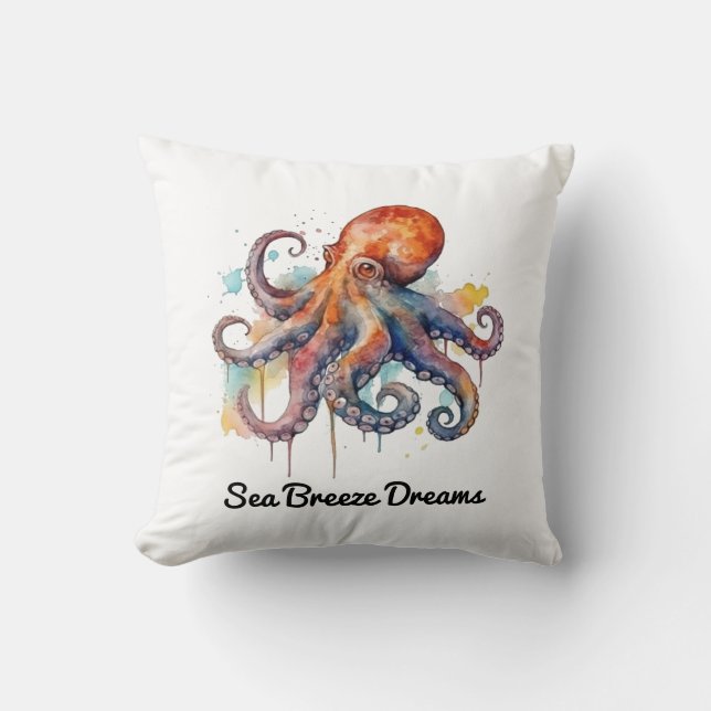 Ocean Whimsy: Colourful Octopus Throw Pillow (Front)