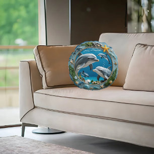 Ocean Whirl Round Sandstone Pillow