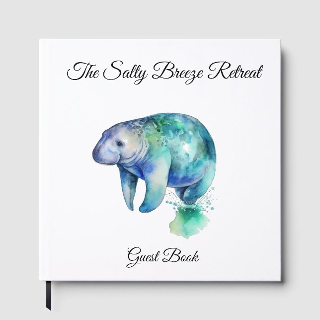 Ocean Whisper Manatee, custom Guest Book (Front)
