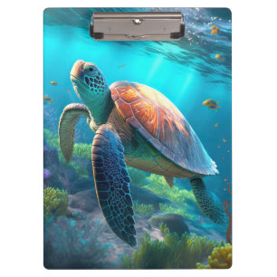 Ocean Wildlife Clipboard with Sea Turtle Image