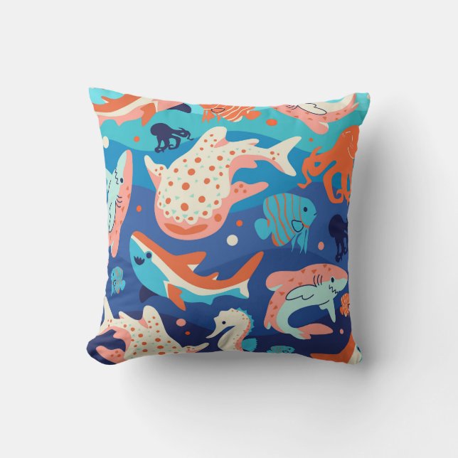 Ocean Wonders Throw Pillow (Front)