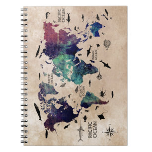 ocean world map notebook