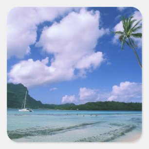 Oceania, French Polynesia, Tahiti. View of Square Sticker