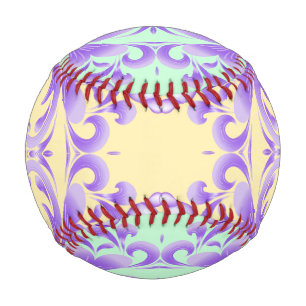 Oceanic Bloom: Purple Wave Harmony / Stylish Art  Baseball