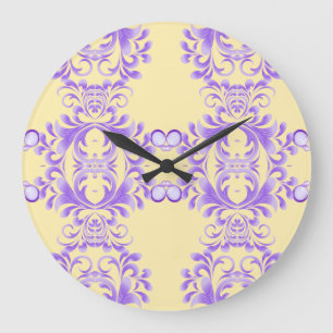 Oceanic Bloom: Purple Wave Harmony / Stylish Art Large Clock