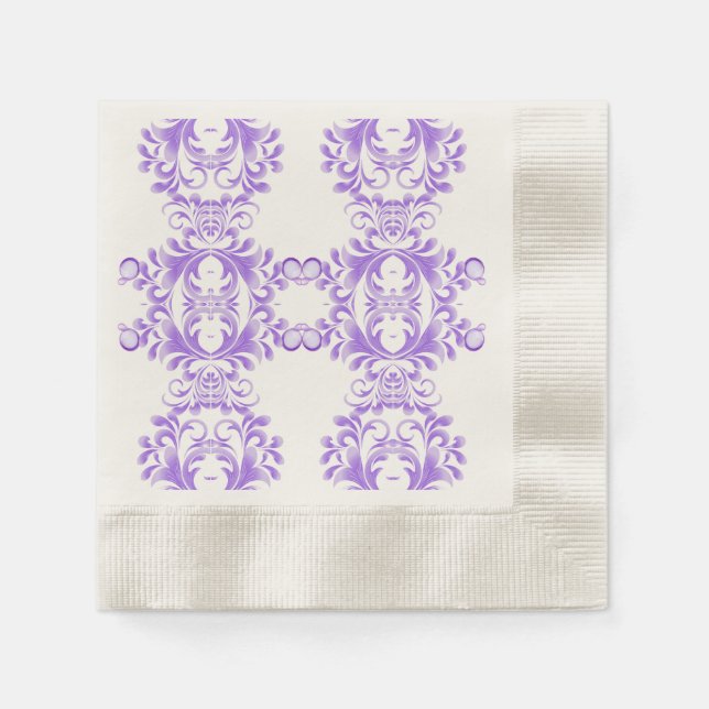 Oceanic Bloom: Purple Wave Harmony / Stylish Art  Napkin (Front)