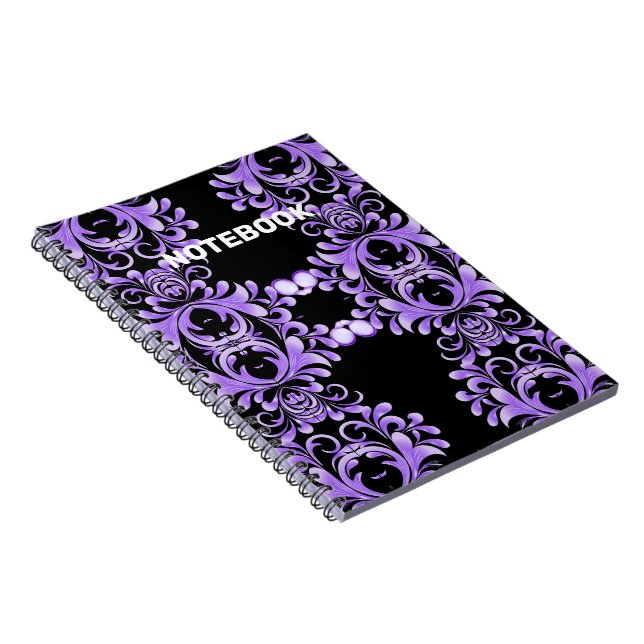 Oceanic Bloom: Purple Wave Harmony / Stylish Art  Notebook (Right Side)