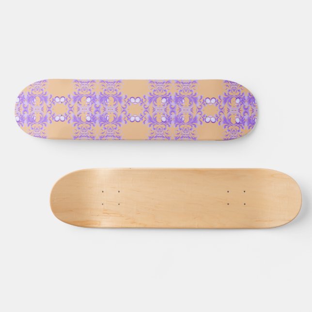 Oceanic Bloom: Purple Wave Harmony / Stylish Art  Skateboard (Horz)