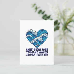 Oceanic blue Christ and the waves design Postcard