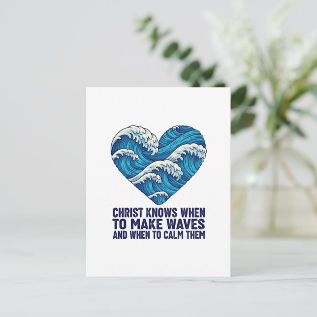 Oceanic blue Christ and the waves design Postcard (Standing Front)
