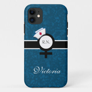 Oceanic Blue+Female Sign+Nurse Cap/Name iPhone 11 Case
