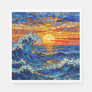 Oceanic Coastal Ocean Waves Sunset   Napkin