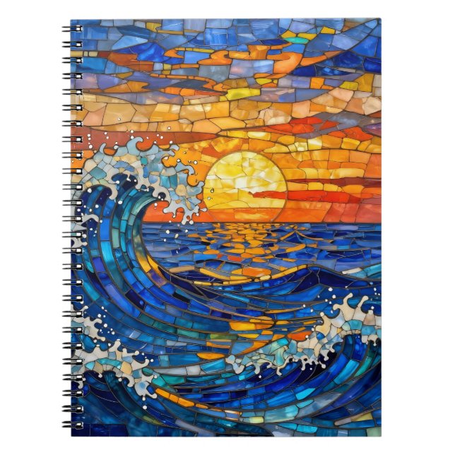 Oceanic Coastal Ocean Waves Sunset   Notebook (Front)