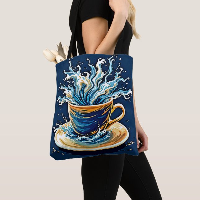 Oceanic Coffee Splash Tote Bag (Close Up)