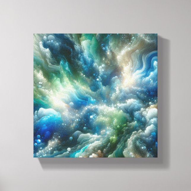 "Oceanic Dreams - Ethereal Underwater Abstract Canvas Print (Front)