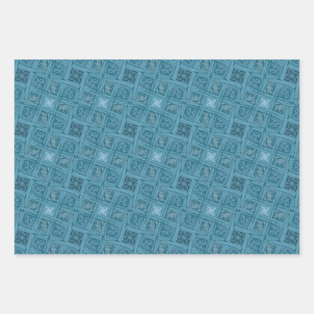 Oceanic Geometric Seamless Pattern Wrapping Paper Sheet (Front)