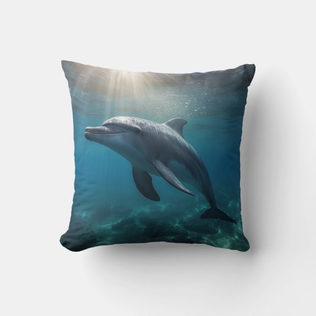 Oceanic Grace Dolphin  Throw Pillow (Front)