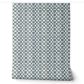 Oceanic Interlace Mini - Navy, Beige - Coastal Wallpaper