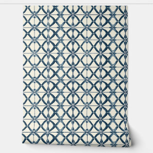 Oceanic Interlace Petite - Navy, Beige - Coastal  Wallpaper