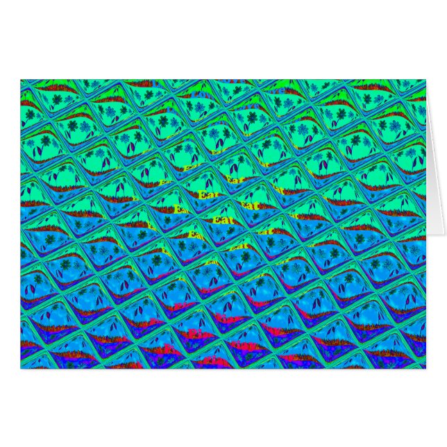 Oceanic Mermaid Print: Cyan Pattern art design (Front Horizontal)