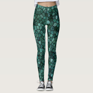 Oceanic Mosaic Crust Texture Abstract Pattern Leggings
