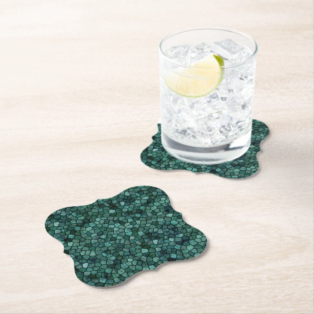 Oceanic Mosaic Crust Texture Abstract Pattern Paper Coaster (Insitu)